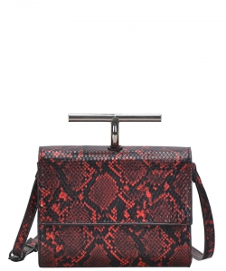 Fashion Faux Snakeskin Crossbody Bag BGS-83800 RED
